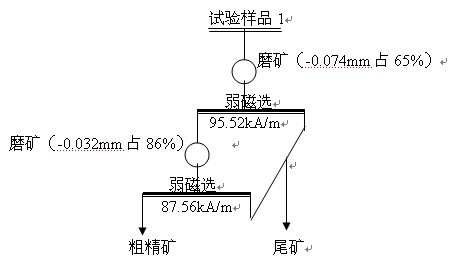 制取粗精矿的试验工艺流程