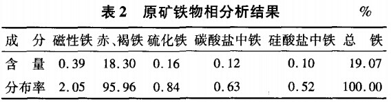 原矿铁物相分析结果